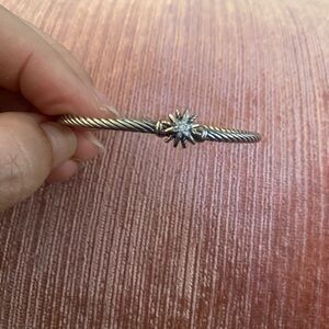 David Yurman Silver Twisted Bracelet with Starburst Design
